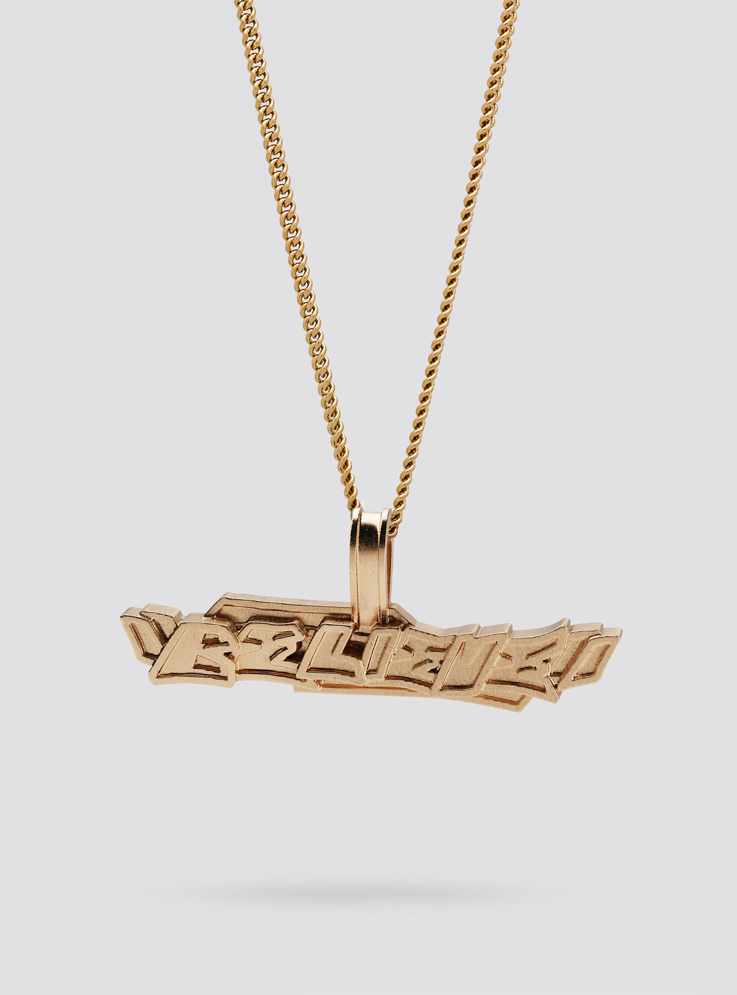 Cast Pieces gold Believe pendant, aesthetic and edgy handcrafted jewelry by Castpieces