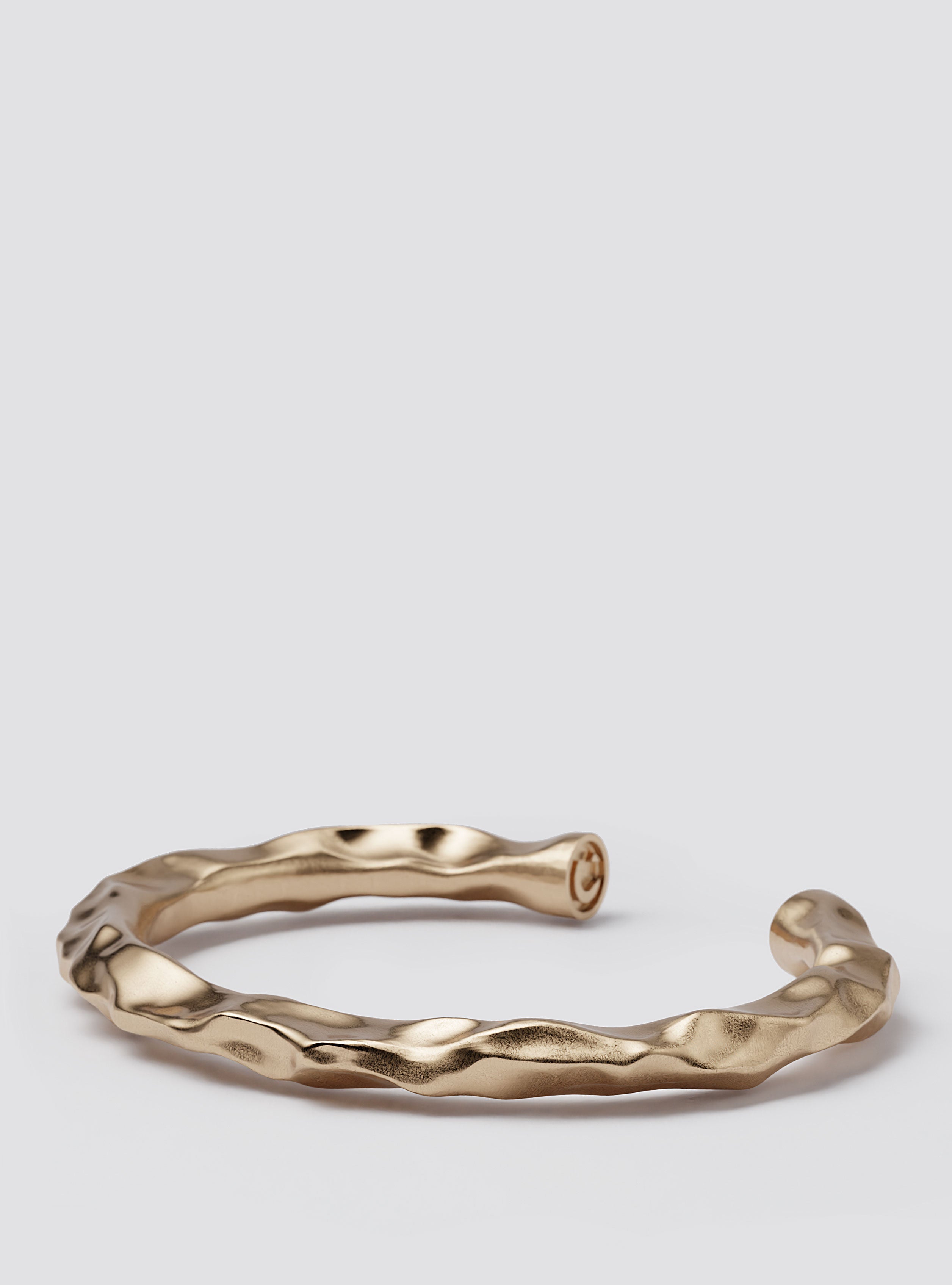 Cast Pieces Deflated Wide Gold Cuff, aesthetic edgy modern design