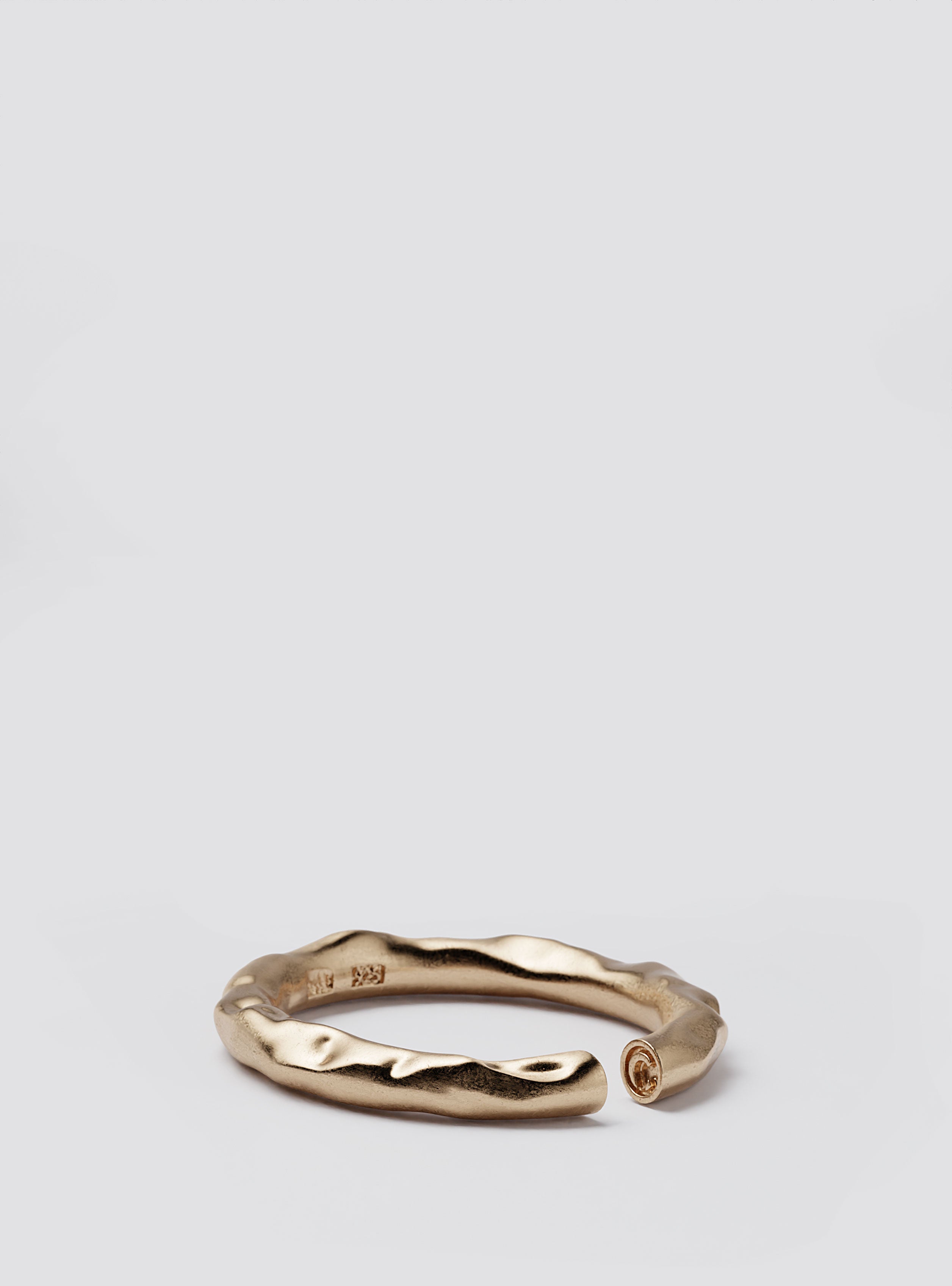 Cast Pieces Deflated Narrow Gold Ring, aesthetic edgy modern design