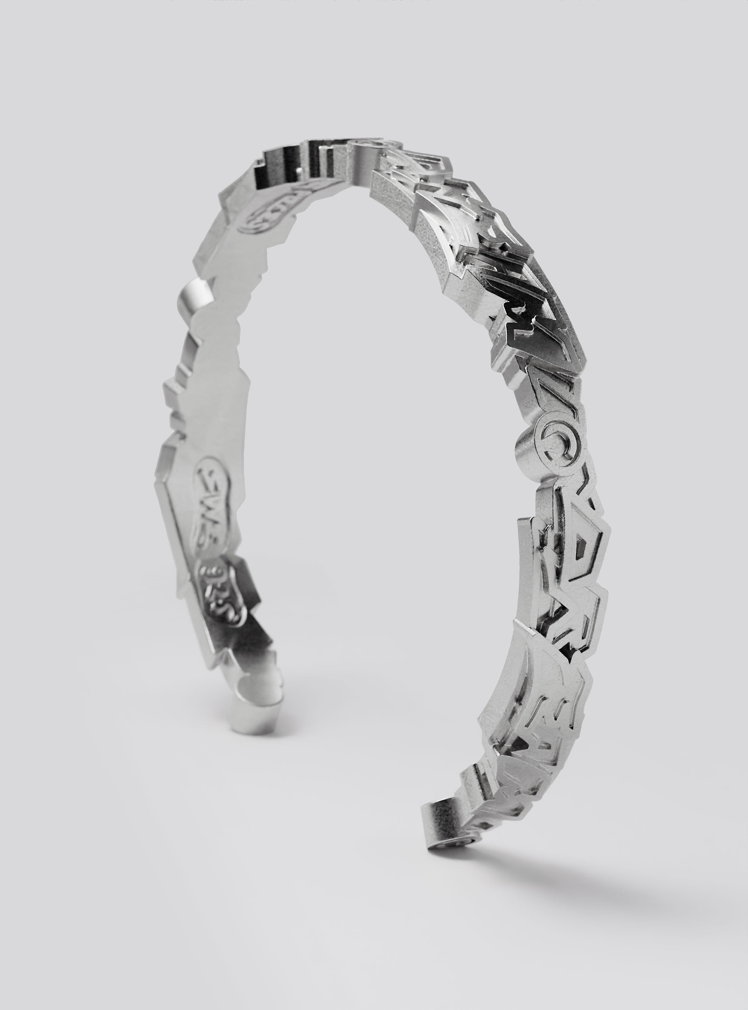 Cast Pieces silver Dream Narrow Cuff Bracelet, unique contemporary graffiti-inspired jewelry by Castpieces