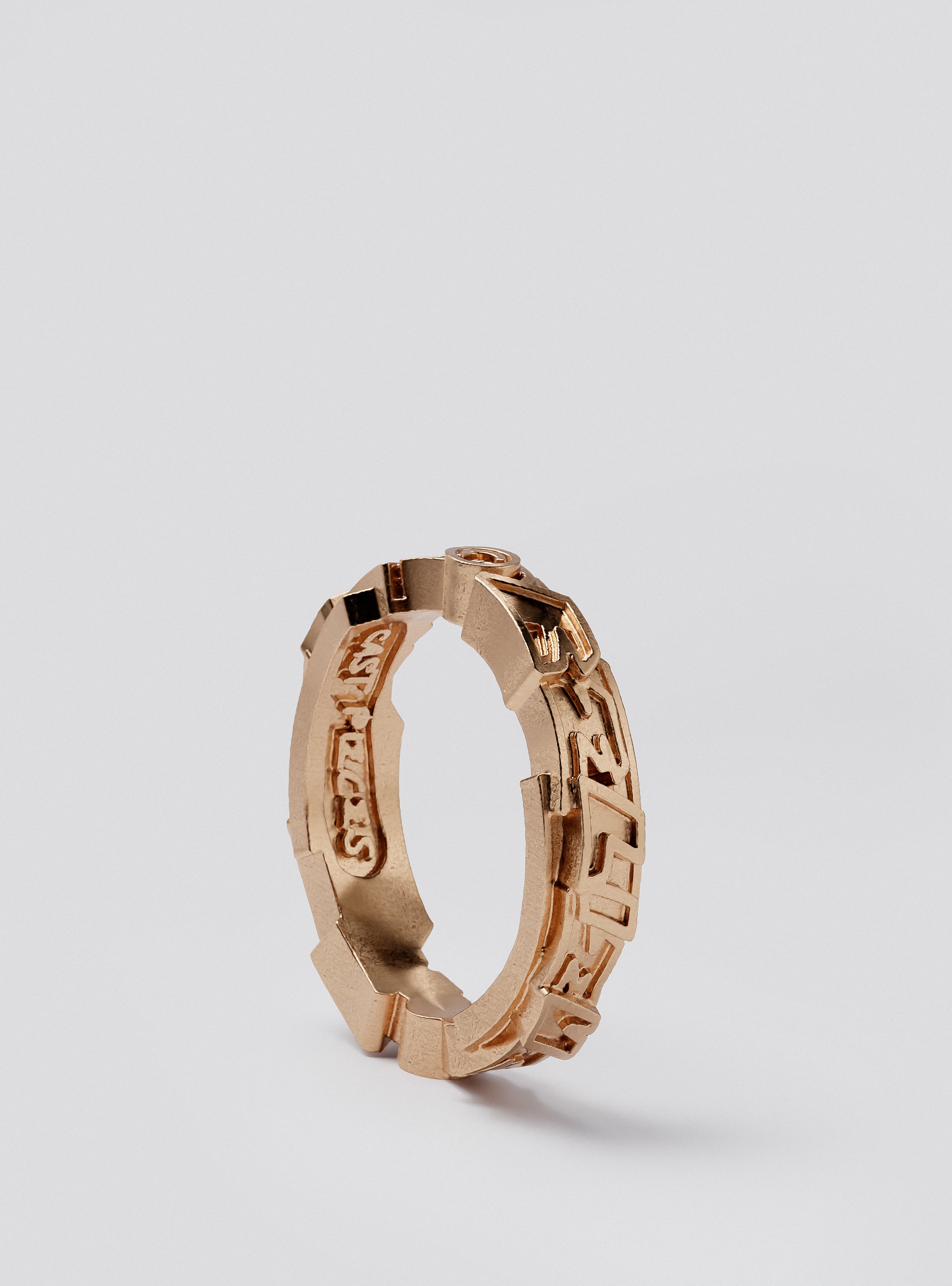 Cast Pieces gold Believe ring, narrow and aesthetic, edgy handcrafted jewelry by Castpieces