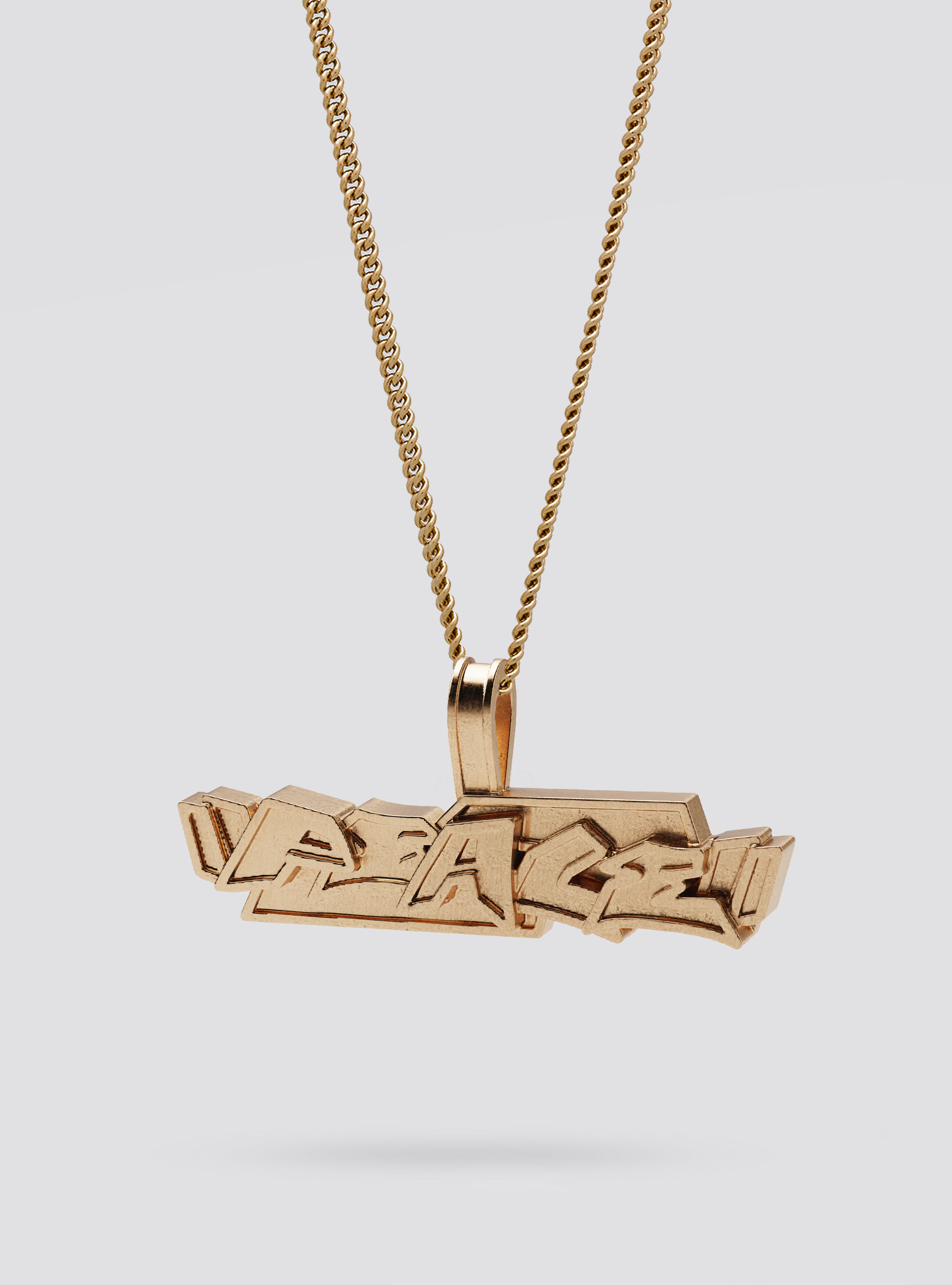 Cast Pieces gold Peace Pendant, unique contemporary graffiti-inspired jewelry by Castpieces