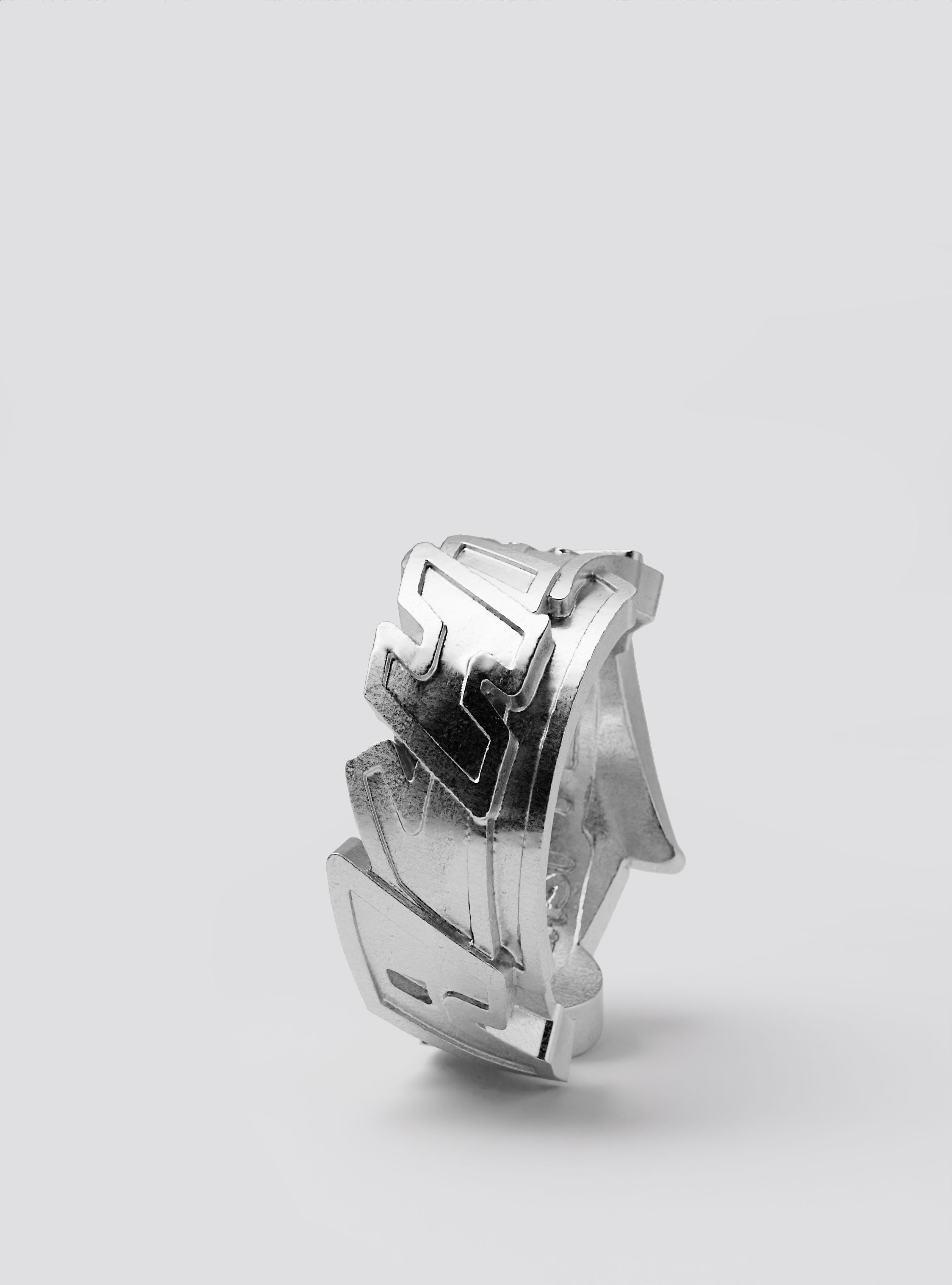 Cast Pieces silver chunky Achieve wide ring, trendy graffiti-style jewelry by Castpieces