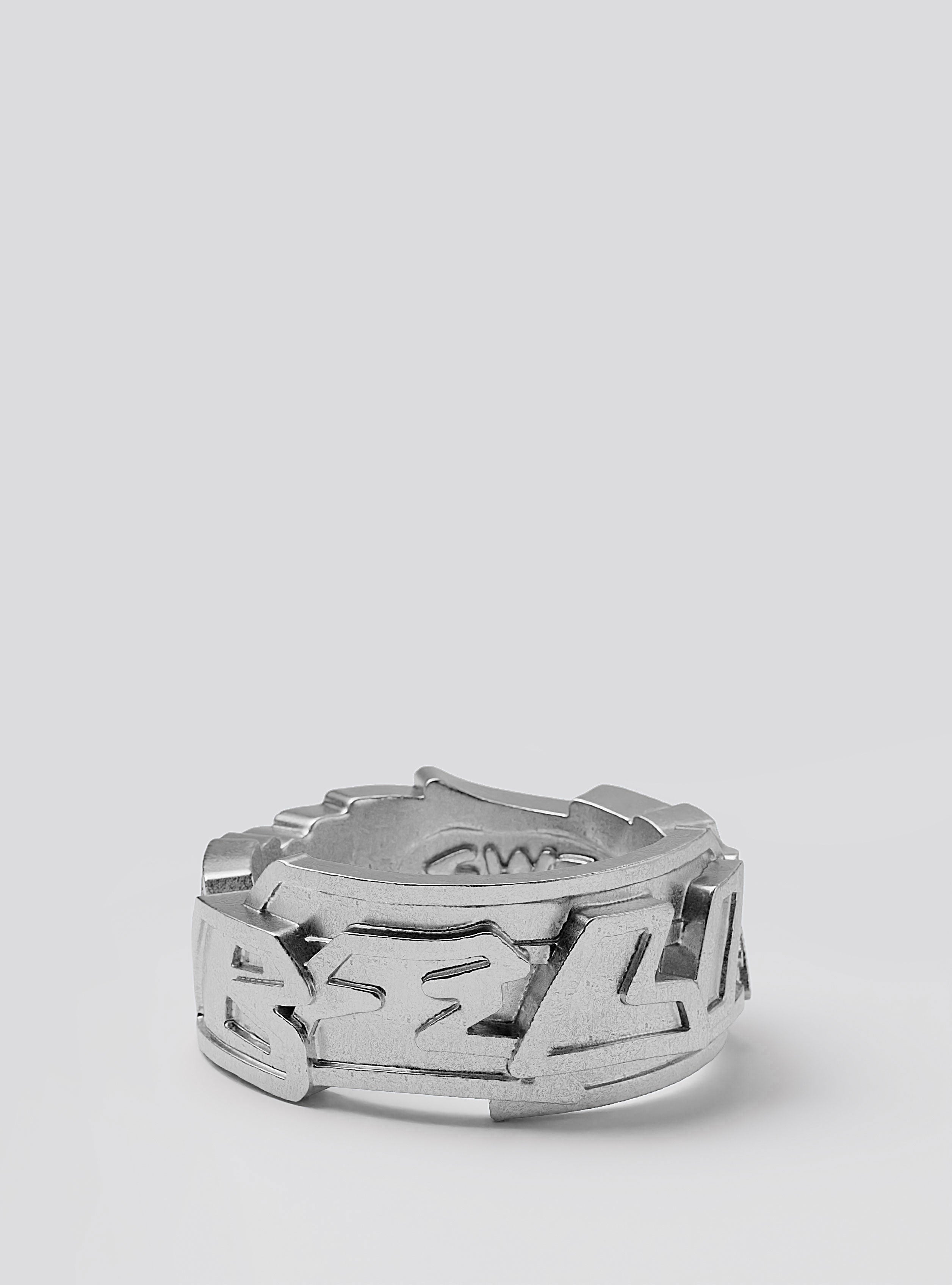 Side view of Cast Pieces silver Believe ring, wide and modern street style jewelry by Castpieces